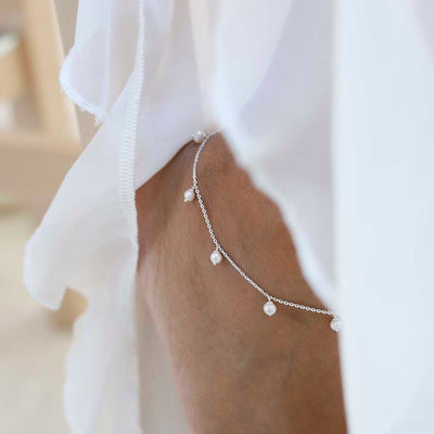 MK818A Sterling Silver String of Pearls Anklet model