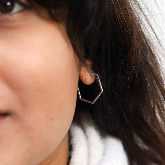 ML745 Sterling Silver Hexagon Studs model