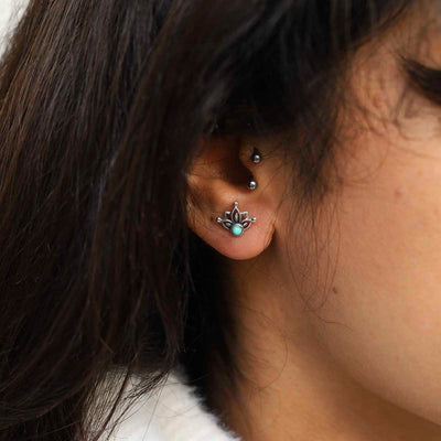 ML747 Sterling Silver Turquoise Dream Stud Earrings model