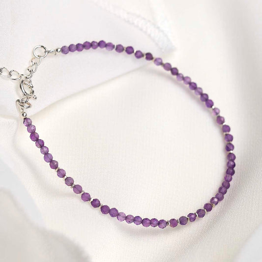 ML845B Amethyst Gemstone Beaded Bracelet 3