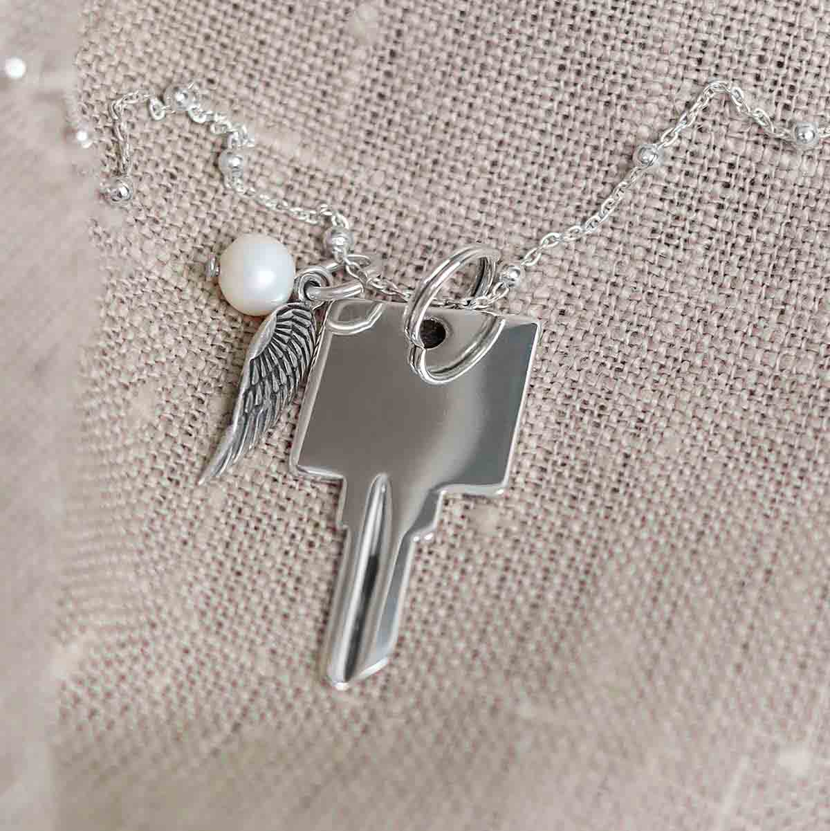 Sterling Silver Key Necklace (Large)