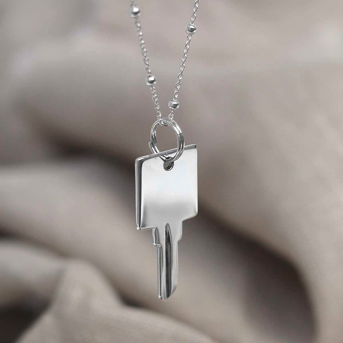 Sterling Silver Key Necklace (Large)