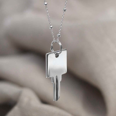 MZA057 Sterling Silver Polished Origami Crane Necklace 1 large
