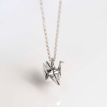 MZA057 Sterling Silver Polished Origami Crane Necklace 3
