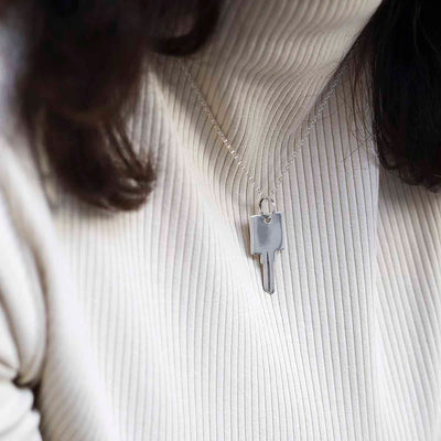 MZA056S Sterling Silver Key Necklace Large Model copy
