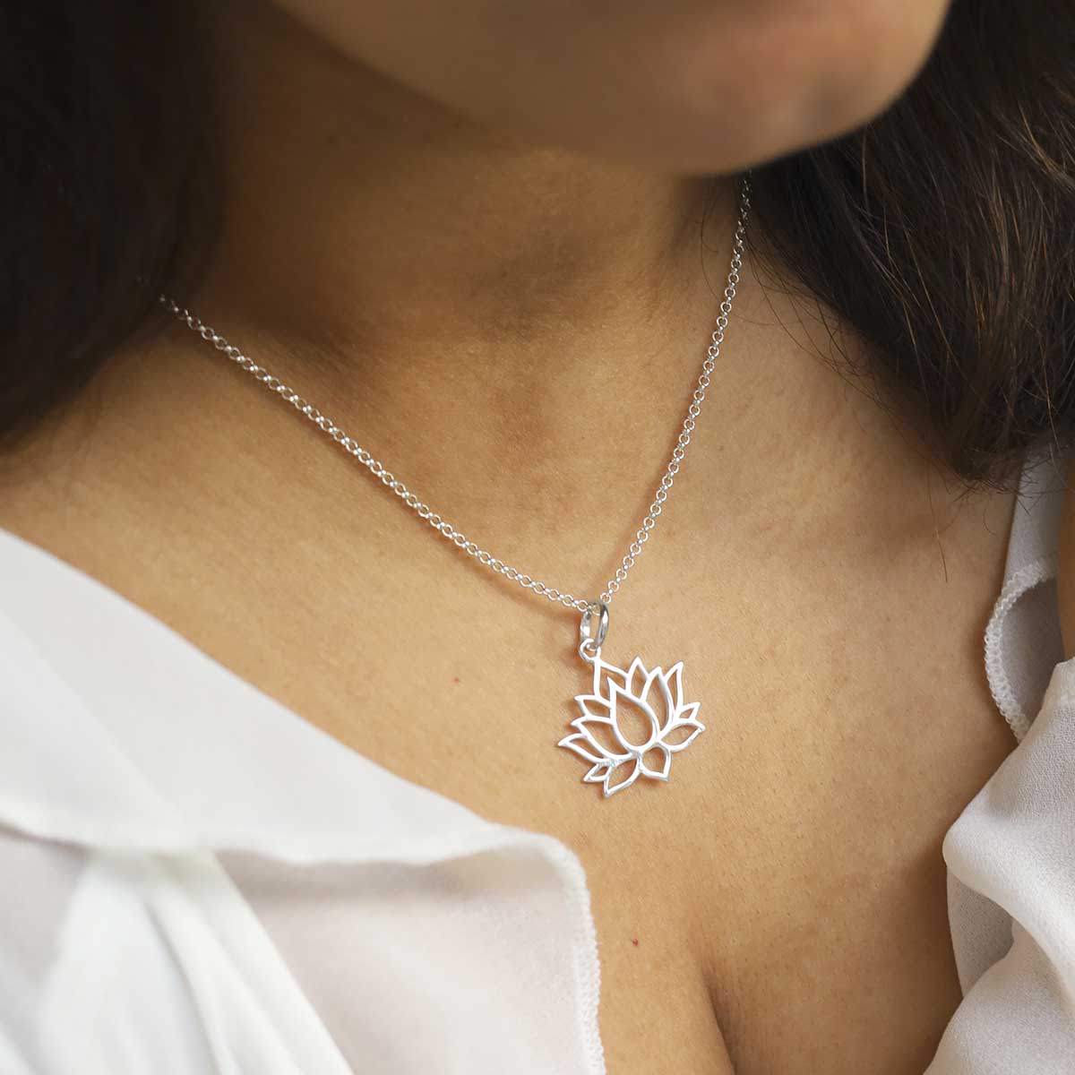 Sterling Silver Lotus Flower Necklace