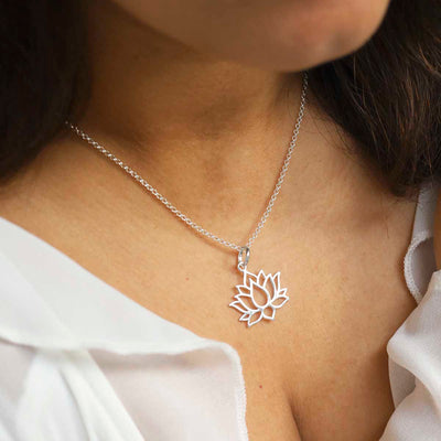 ML748 Sterling Silver Lotus Flower Necklace Model copy