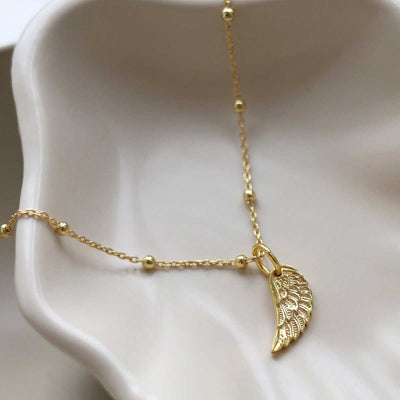 MB156PG _Gold Plated Sterling Silver Angel Wing Necklace_new