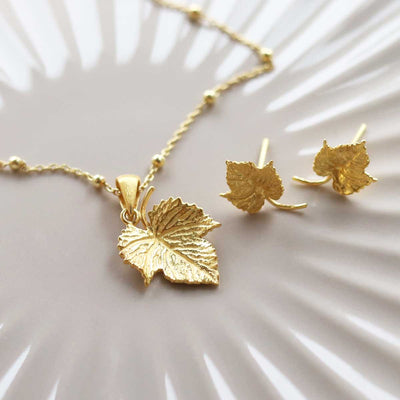 MB163PG_Gold Plated Sterling Silver Ivy Leaf Necklace_set new