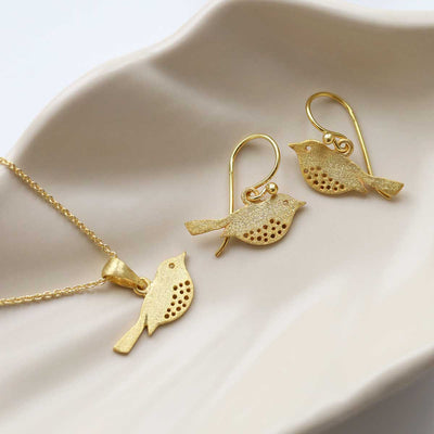 MB155PG_Gold Plated Sterling Silver Little Bird Necklace_set new