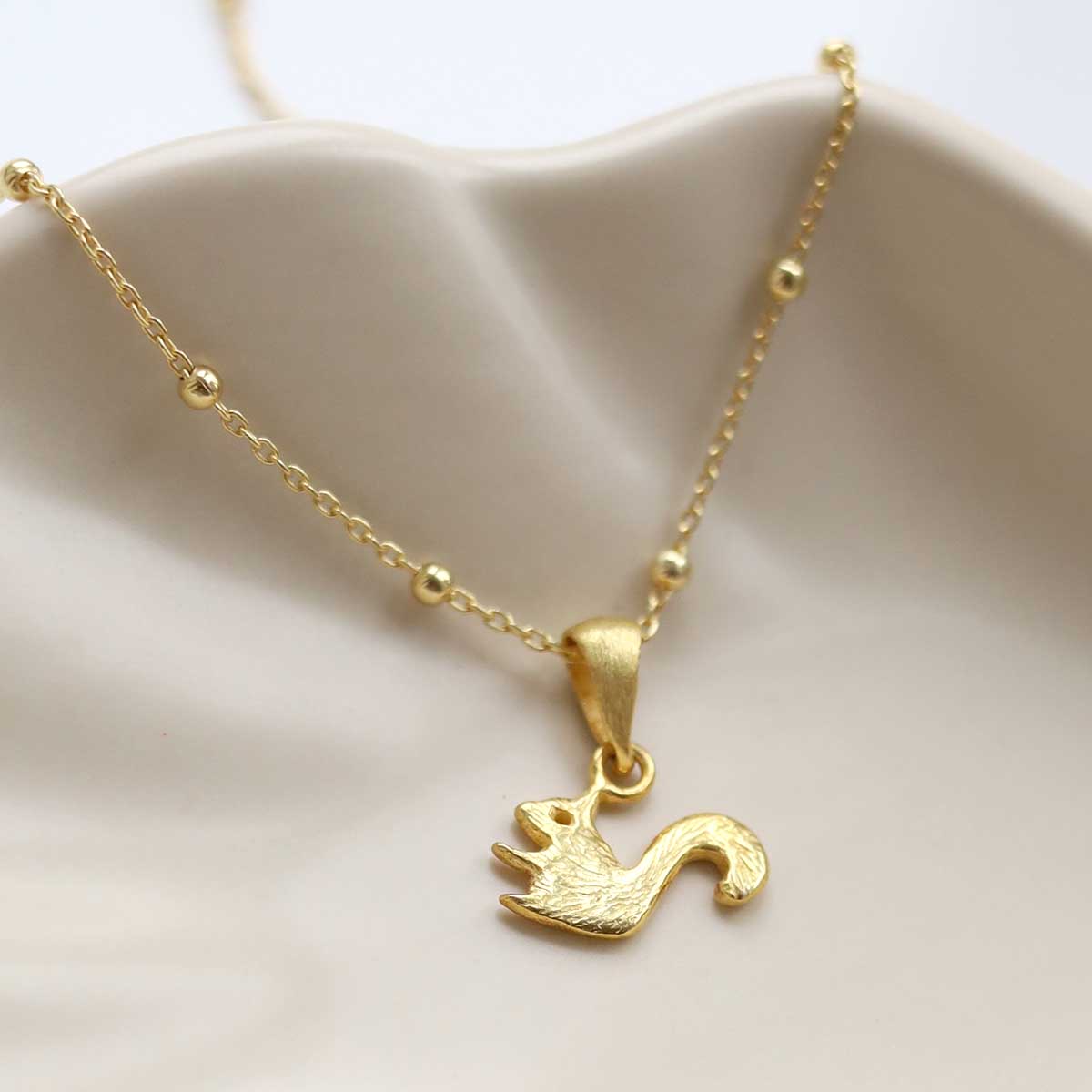 Gold Plated Sterling Silver Squirrel Necklace