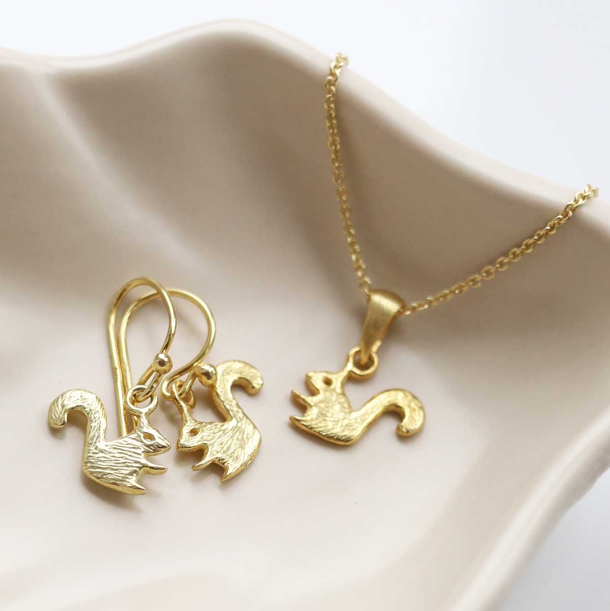 Gold Plated Sterling Silver Squirrel Necklace