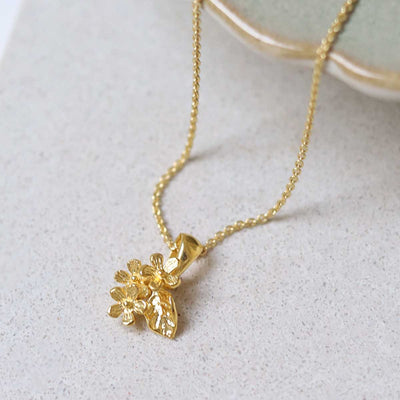 MB150PG_Gold Plated Sterling Silver Tri Flower Necklace_1
