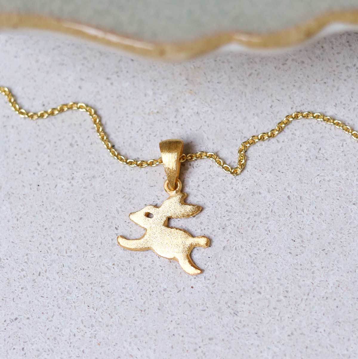 Gold Plated Sterling Silver Bouncing Bunny Necklace