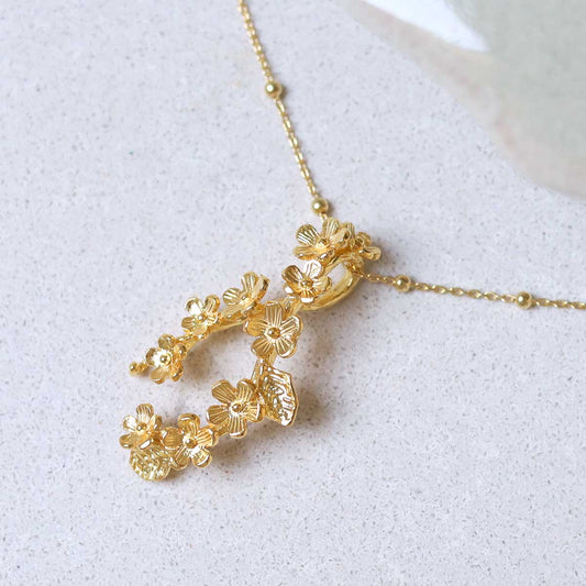 MB081PG _Gold Plated Forget Me Not Cluster Necklace_1