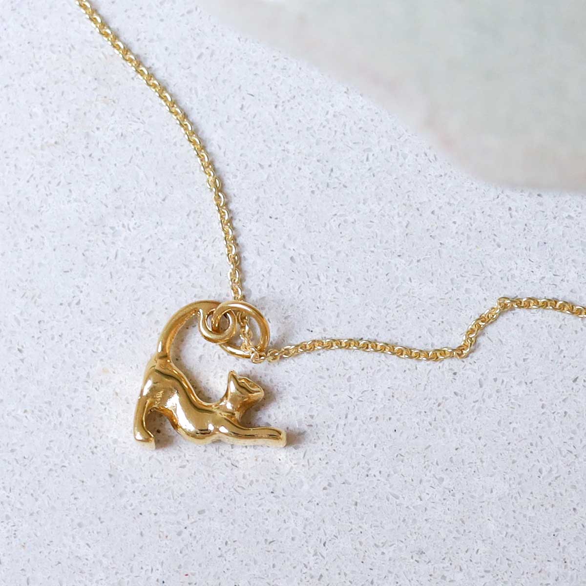 Gold Plated Sterling Silver Cat Necklace