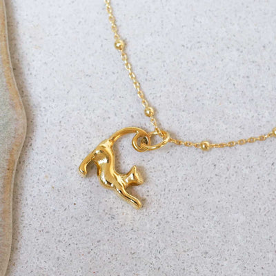 MB146G_Gold Plated Sterling Silver Cat Necklace_1 new
