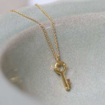 MB168G_Gold Plated Sterling Silver Key Necklace_1 new