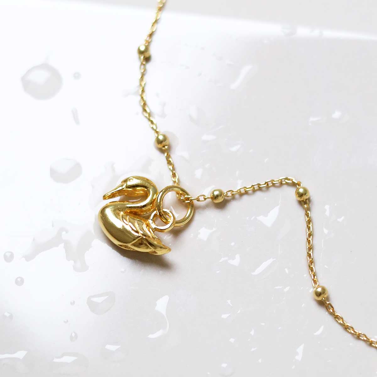 Gold Plated Sterling Silver Swan Necklace