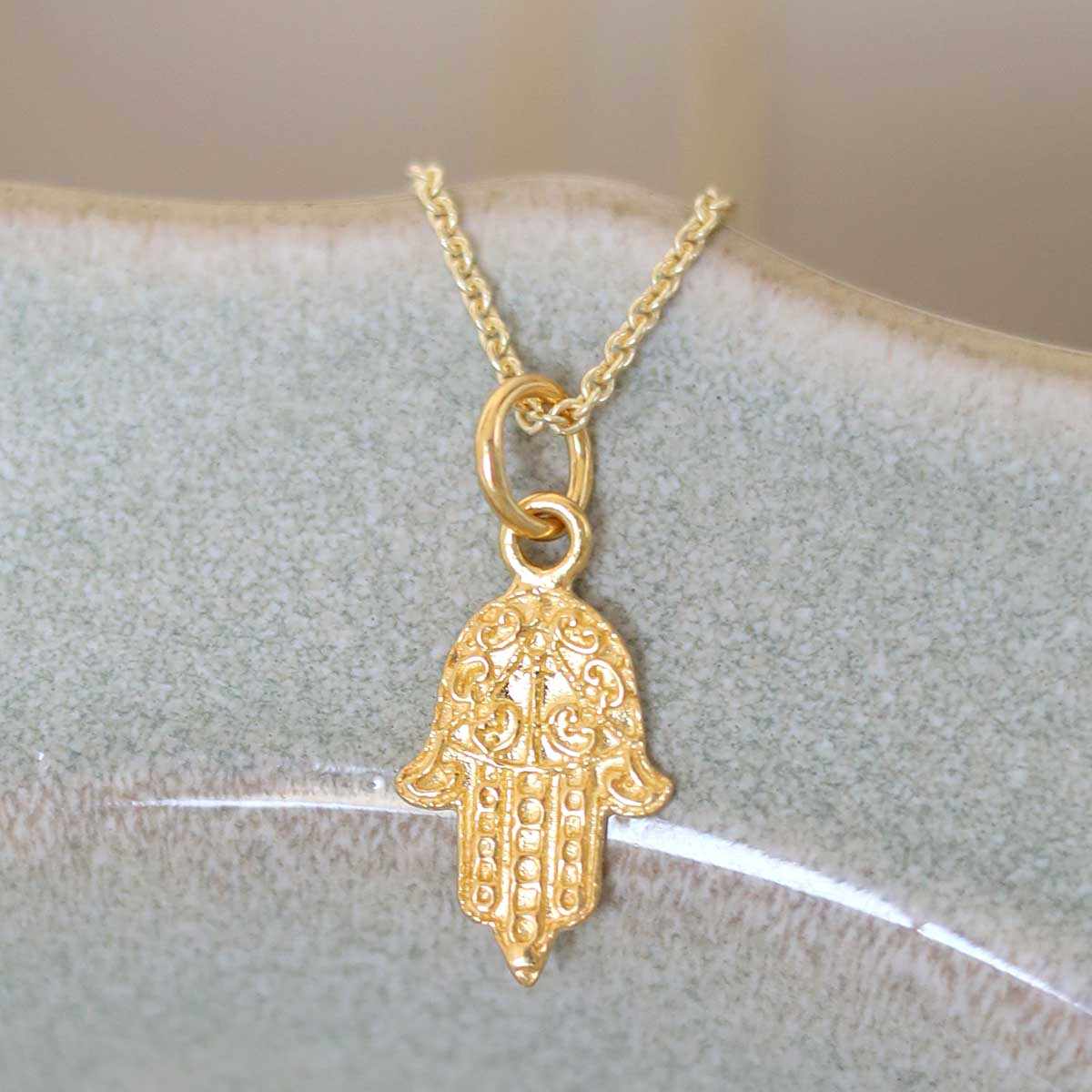 Gold Plated Sterling Silver Fatima Hand Necklace