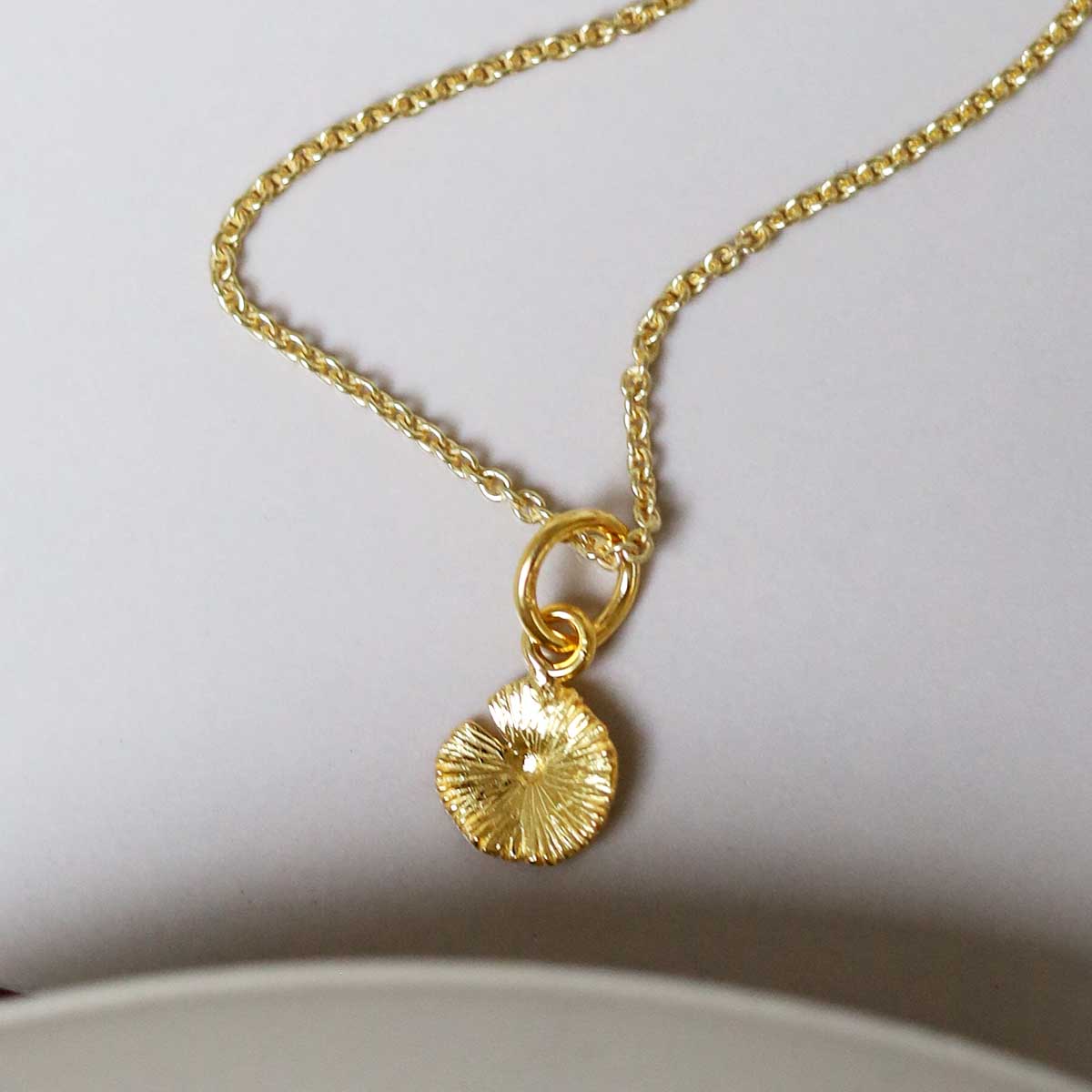 Gold Plated Sterling Silver Small Lily Pad Necklace