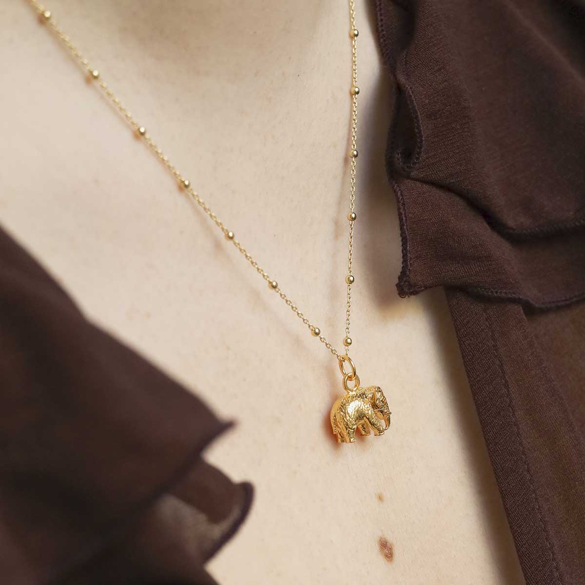 Gold Plated Sterling Silver Elephant Necklace