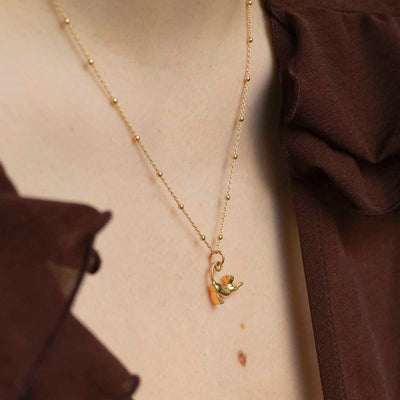 MB146G_Gold Plated Sterling Silver Cat Necklace_model new