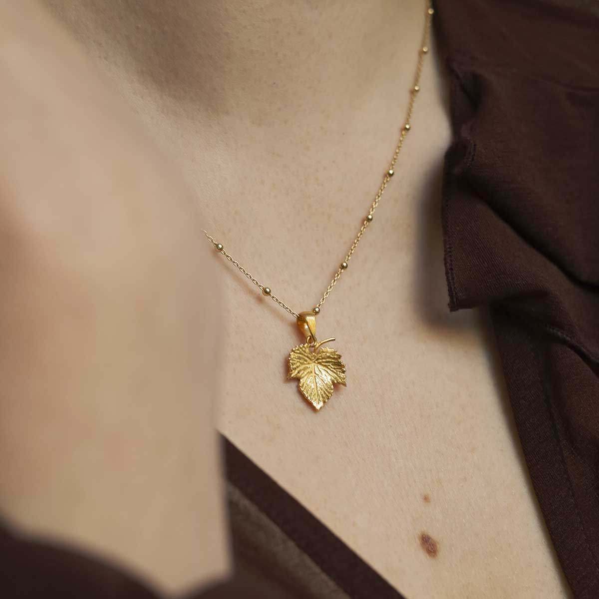 Gold Plated Sterling Silver Ivy Leaf Necklace