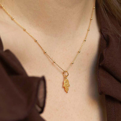 MB157PG_Gold Plated Sterling Silver Fatima Hand Necklace_Model new