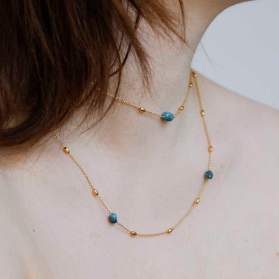MT03_Sterling Silver Gold Plated Apatite Necklace:Bracelet_Model