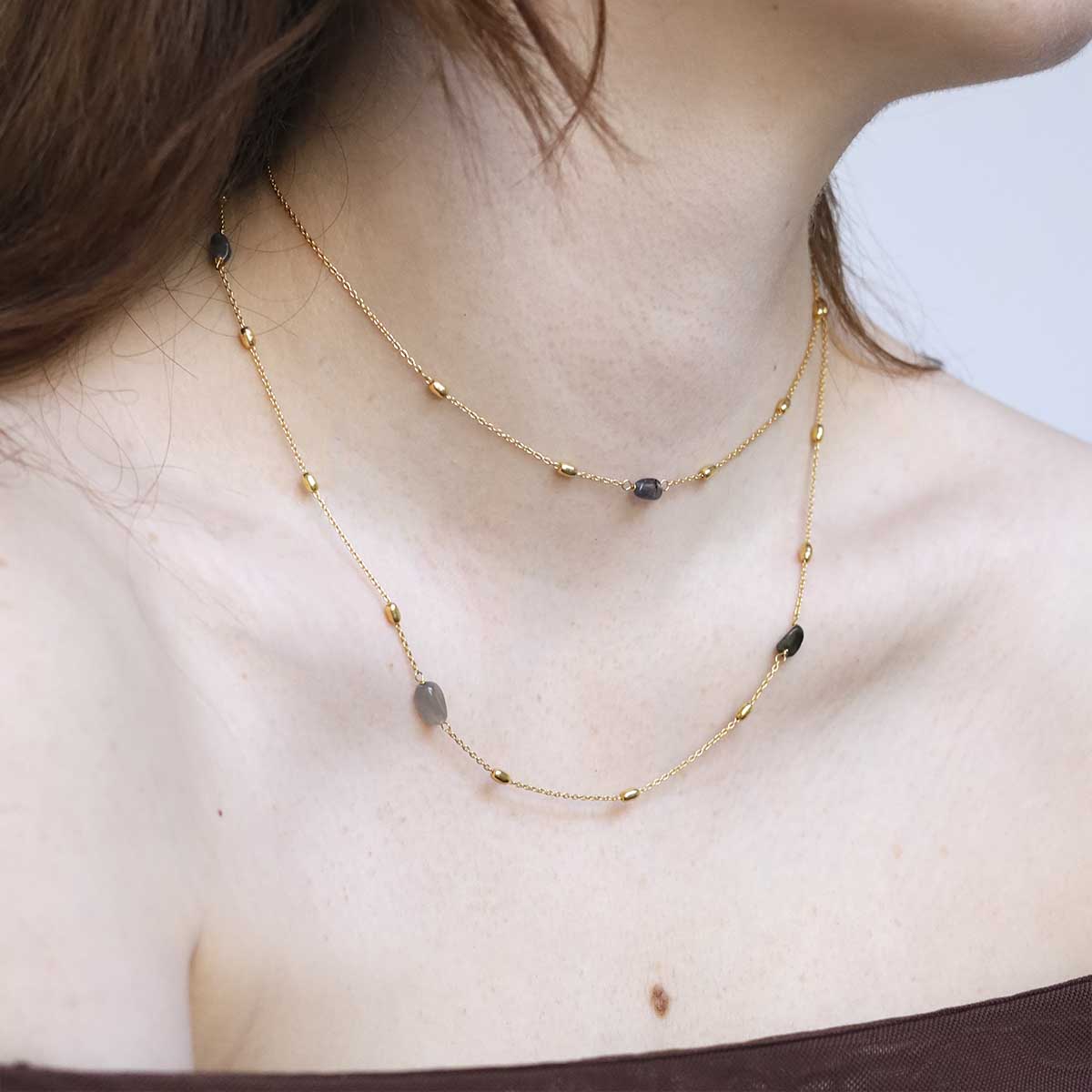 Sterling Silver Gold Plated Labradorite Necklace / Bracelet