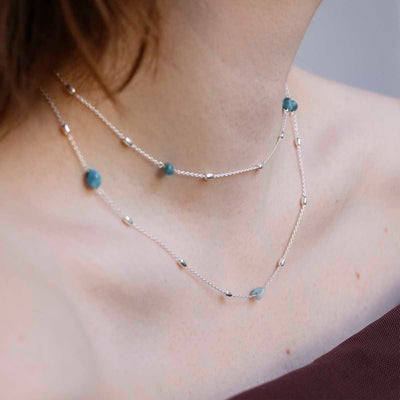 MT07_Sterling Silver Apatite Necklace:Bracelet_Model