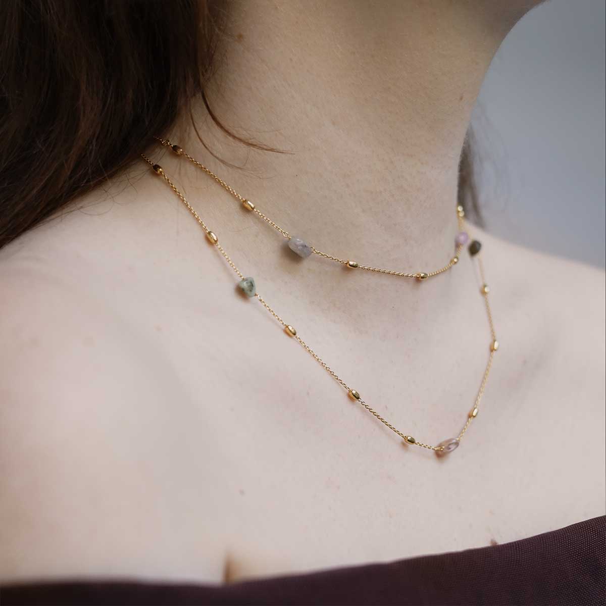 Sterling Silver Gold Plated Multicolour Tourmaline Necklace / Bracelet