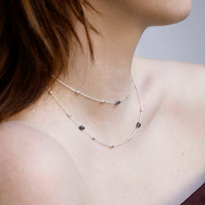 MT06_Sterling Silver Labradorite Necklace:Bracelet_Model