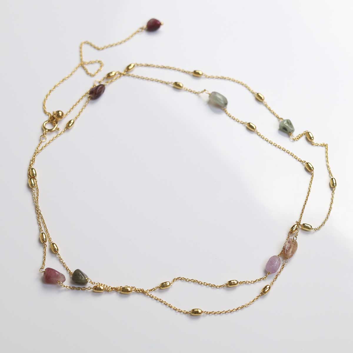 Sterling Silver Gold Plated Multicolour Tourmaline Necklace / Bracelet