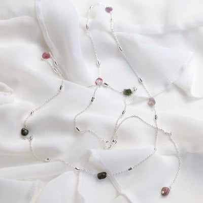 MT08_Sterling Silver Multicolour Tourmaline Necklace:Bracelet_1