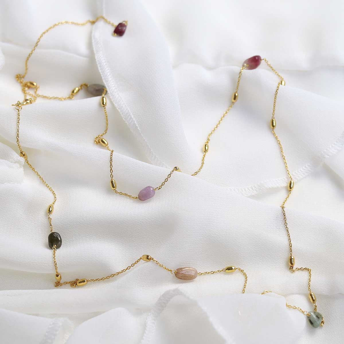 Sterling Silver Gold Plated Multicolour Tourmaline Necklace / Bracelet