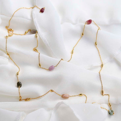 MT04_Sterling Silver Gold Plated Multicolour Tourmaline Necklace:Bracelet_1