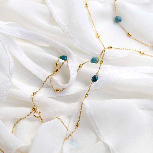 MT03_Sterling Silver Gold Plated Apatite Necklace:Bracelet_1