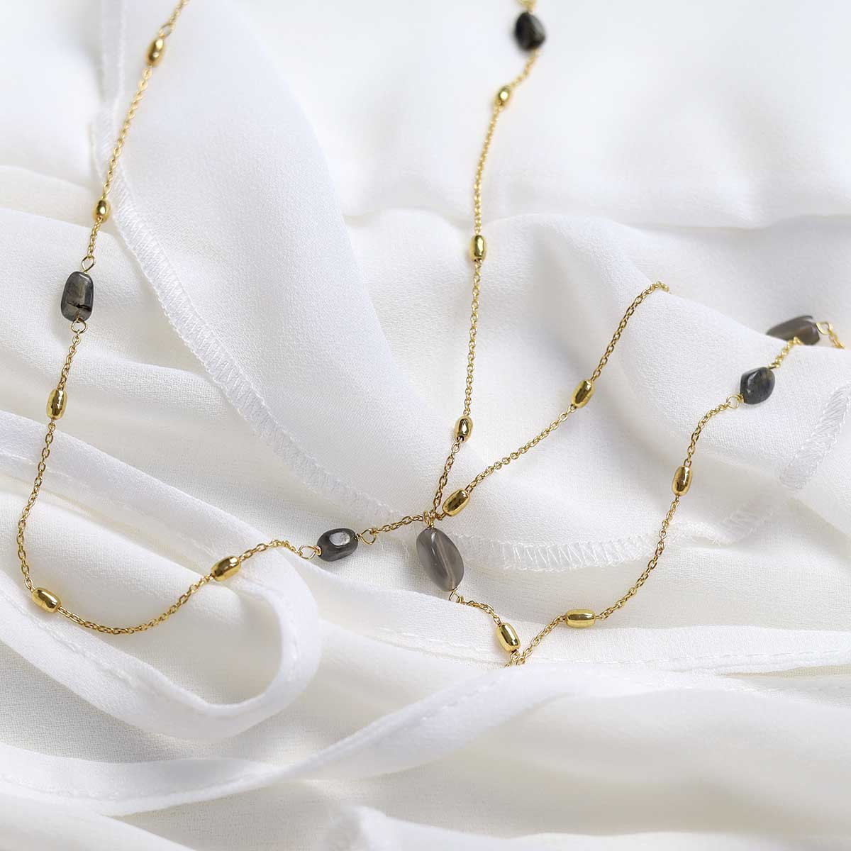 Sterling Silver Gold Plated Labradorite Necklace / Bracelet