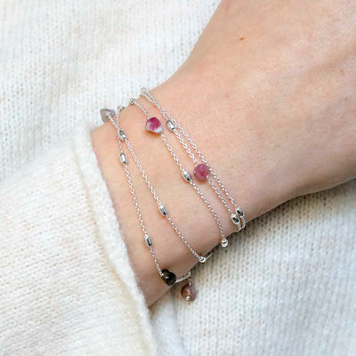 MT08_Sterling Silver Multicolour Tourmaline Necklace:Bracelet_model 2