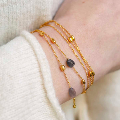 MT02_Sterling Silver Gold Plated Labradorite Necklace:Bracelet_model 2