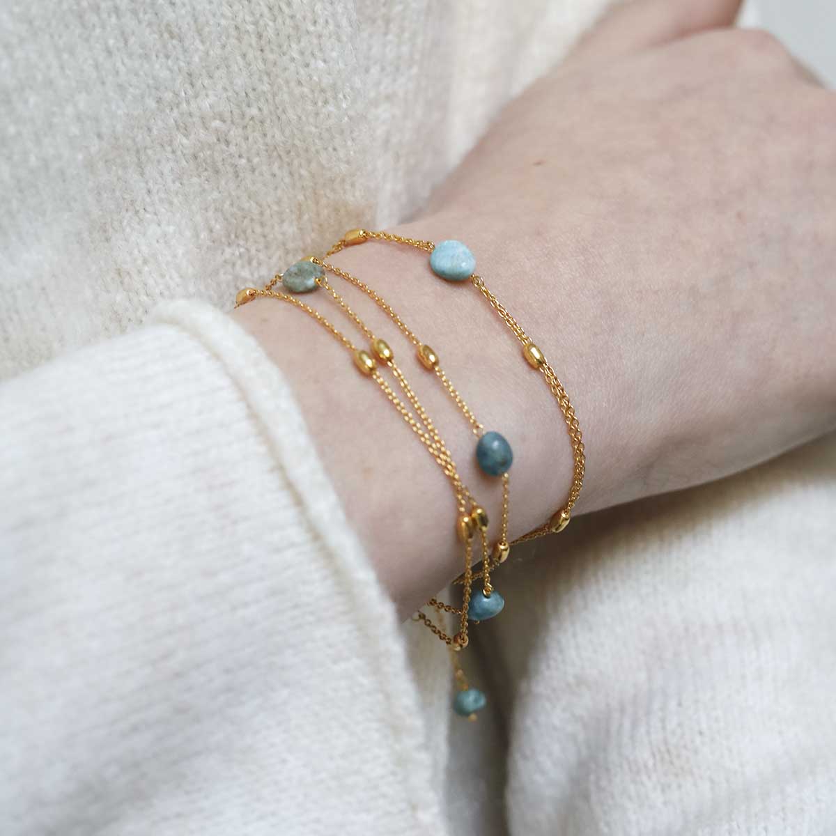 Sterling Silver Gold Plated Apatite Necklace / Bracelet
