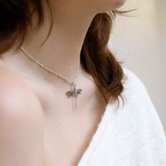 MC160P_Sterling Silver Dragonfly Necklace_model new