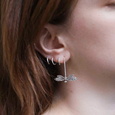 MC160E_Sterling Silver Dragonfly Drop Earrings_model new