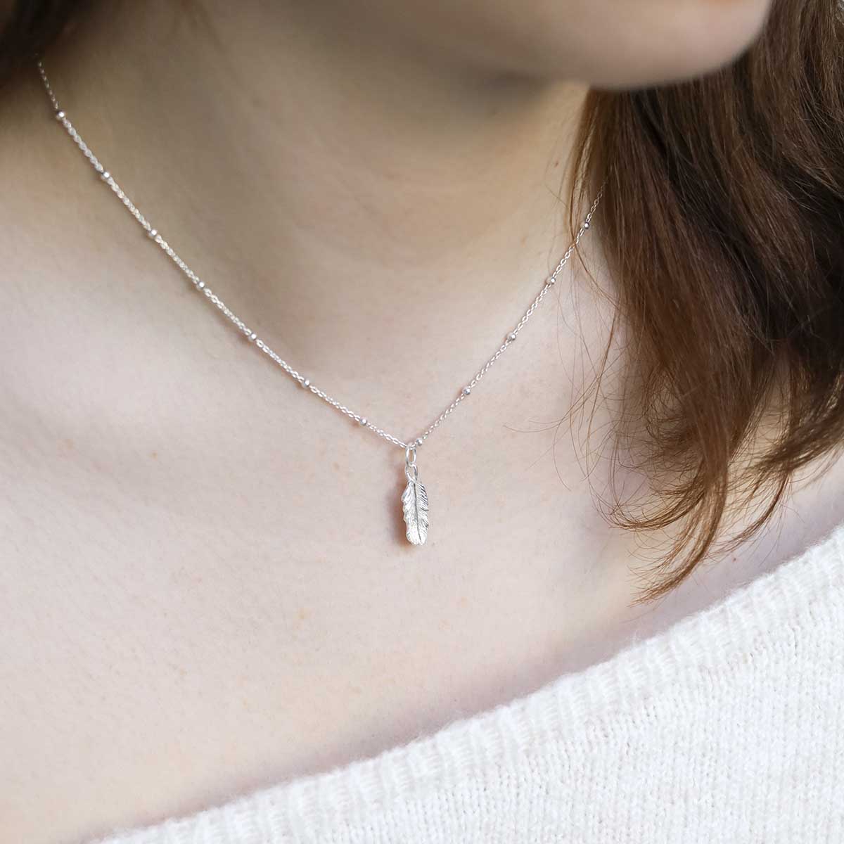Sterling Silver Feather Necklace