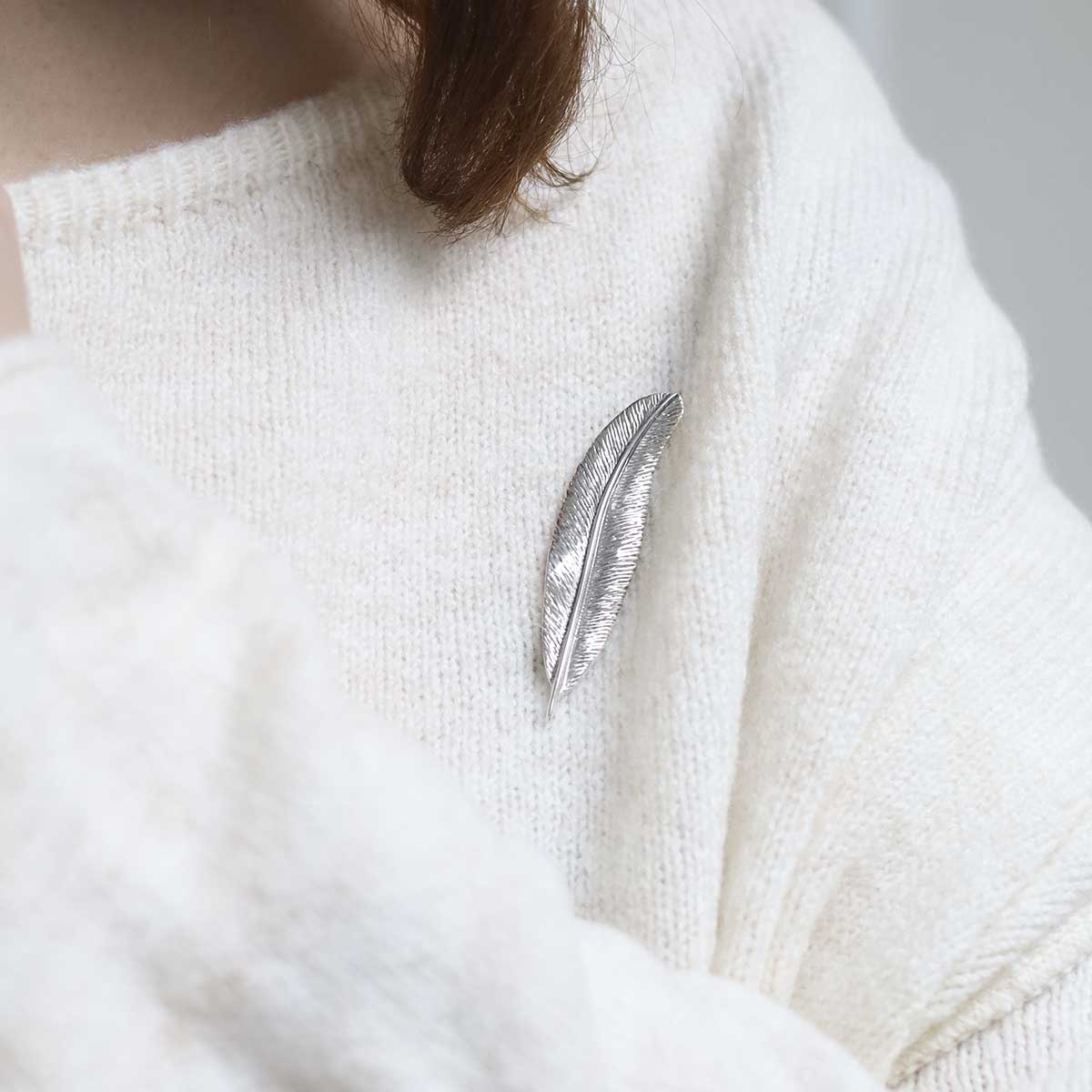 Sterling Silver Feather Brooch