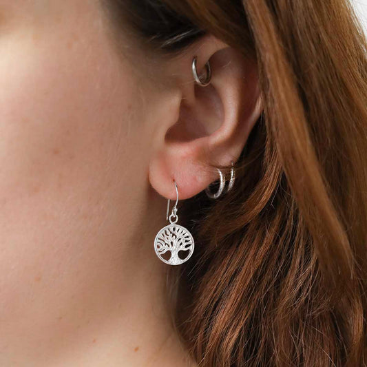 ME359E_Sterling Silver Dangly Tree Of Life Earrings_model new