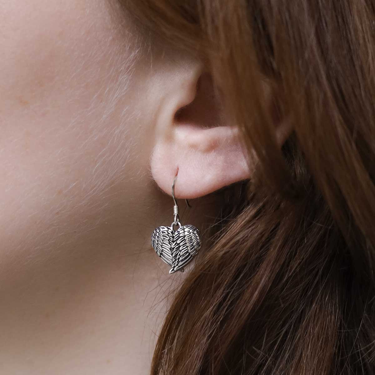 Sterling Silver Love Wings Dangly Earrings
