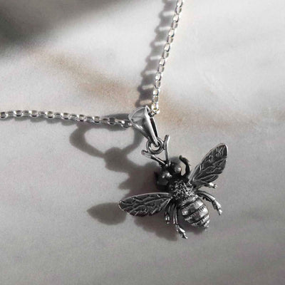 MB218_Sterling Silver Oxidised Honey Bee Necklace_4 new